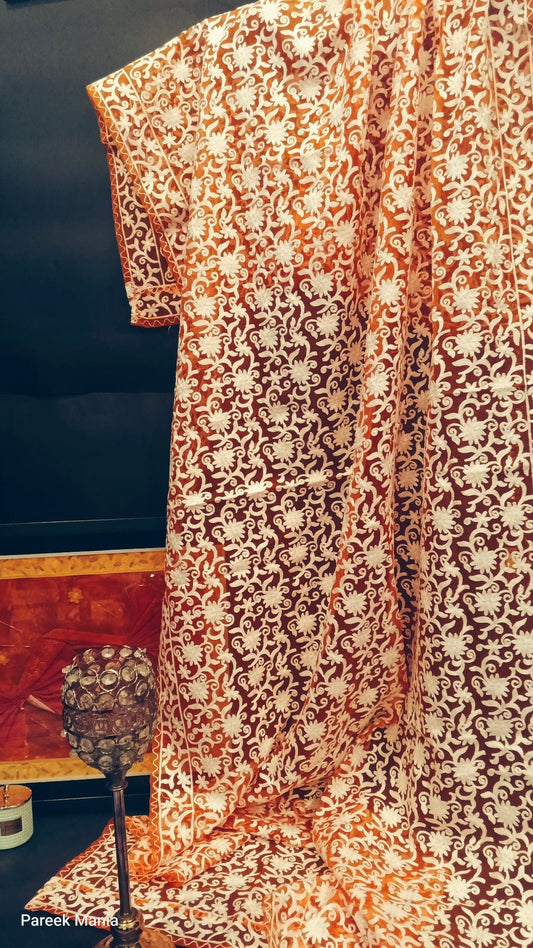 Amber Elegance – Embroidered Organza Dupatta by Pareek Mania