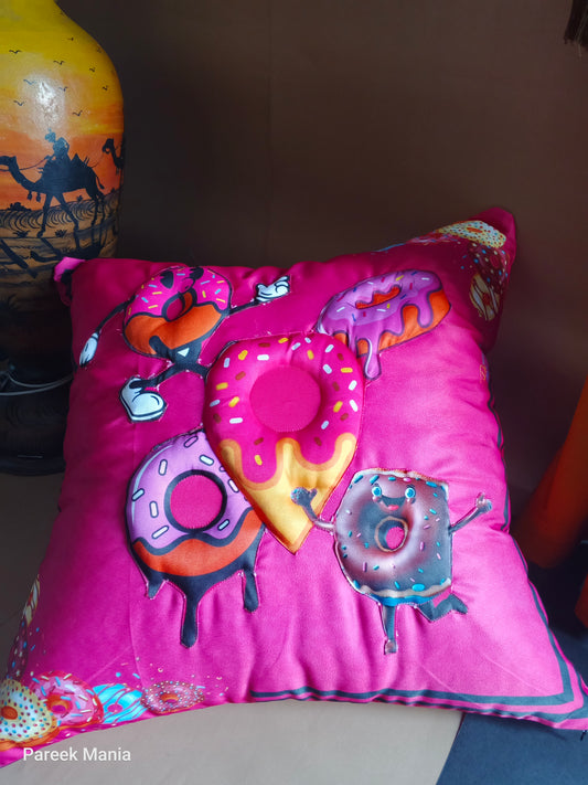 Handmade Donut Applique Cushion Design – 3D Cushion | Pakistani Home Decor